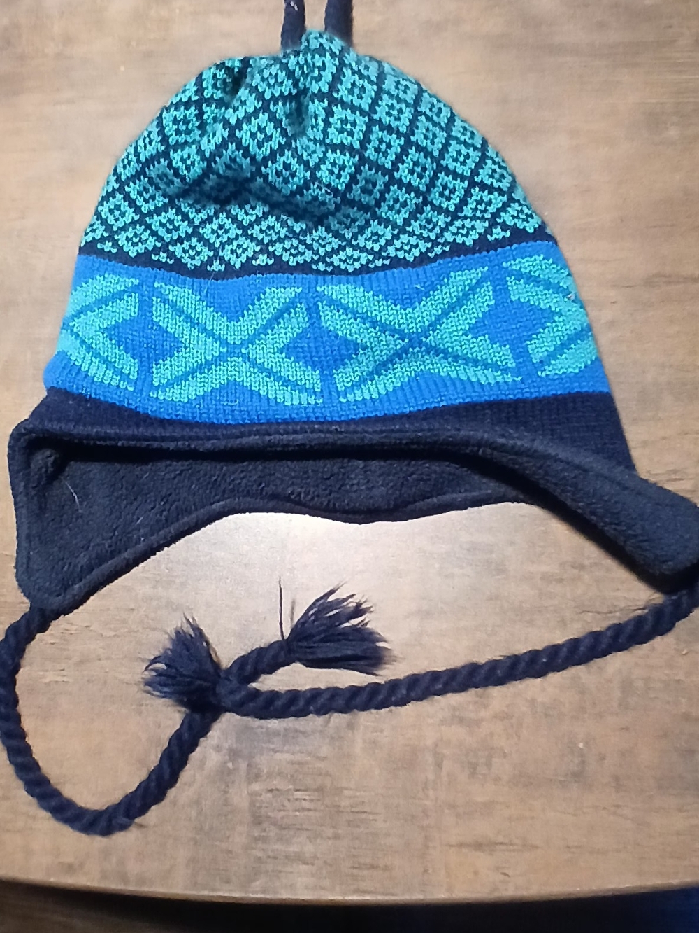 The Mews POLARTEC Kids Blue & Green Geometric Winter Hat